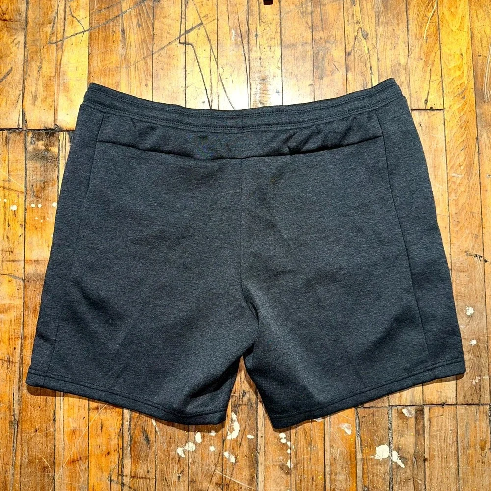 Russell Athletic Shorts Men's‎ 2XL Heather Charcoal Logo Flat Front Drawstring
